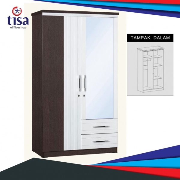  LEMARI  2 PINTU  CERMIN  DAN LACI LP 2696 TISA Online